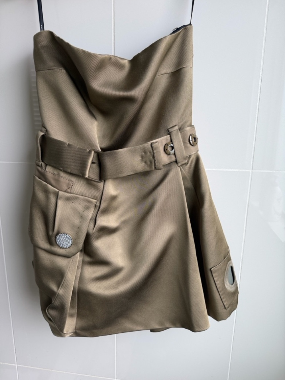 Marc Jacobs Runway Olive Strapless Utility Mini Dress